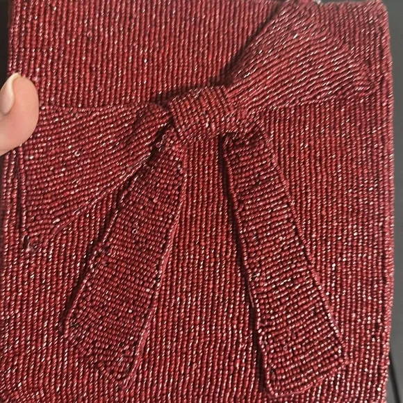 From India to you maroon bow beaded handle bag - Picture 6 of 8